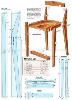 #2426 Kitchen Chair Plans - Furniture Plans Woodworking Projects Diy, Woodworking Workbench, Diy Stool, Diy Chair, Stool Chair