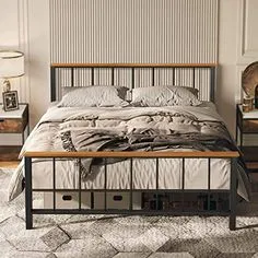 Brand: RecaceikColor: BrownFeatures: ✔ Solid Metal Bed Frame: The strong bed frame has sturdy steel slat structure, no squeak, noise free, stable and durable. Baking paint heavy duty steel slats support bed mattress and prevent it from sinking or moving, metal support legs and support bars give strong and powerful support to make the platform bed in longer service life. ✔ Humanized Design: The bed frame with headboard is designed with anti-scratch foot cover, which can protect the floor from scr Декор Спальни, Мебель Для Спальни, Идеи Для Спальни, Небольшие Коттеджи