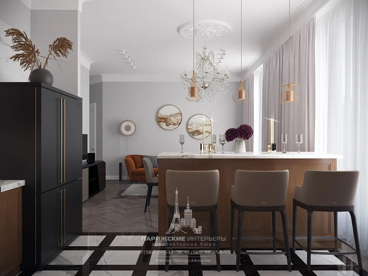 Дизайн интерьера квартиры в парижском стиле в ЖК «Наследие»