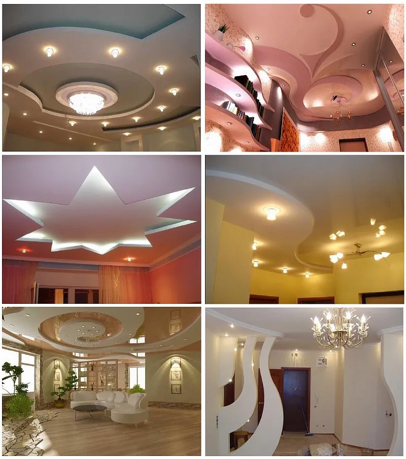 Примеры применения гипсокартонных листов для отделки стен и потолков
