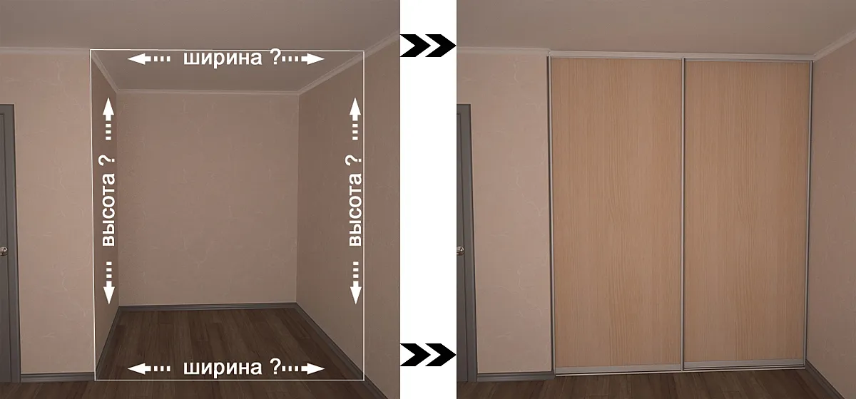 Если угол между потолком и стенами и угол между стенами и полом прямой, то правая и левая стена будут иметь одинаковую высоту