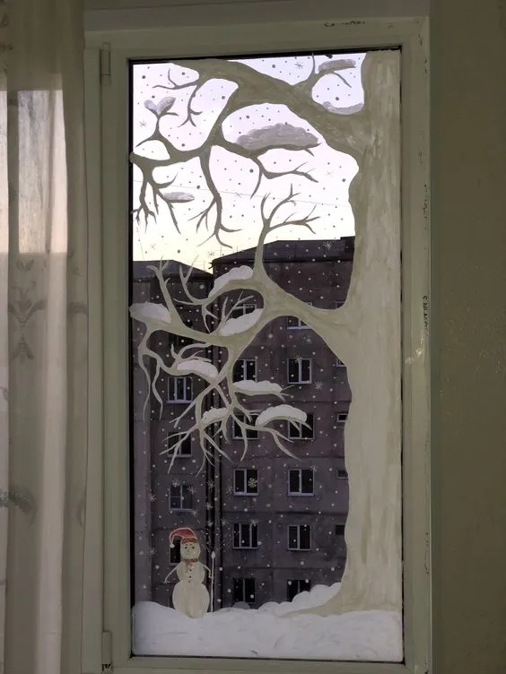 как легко украсить окна в комнате к Новому году 6