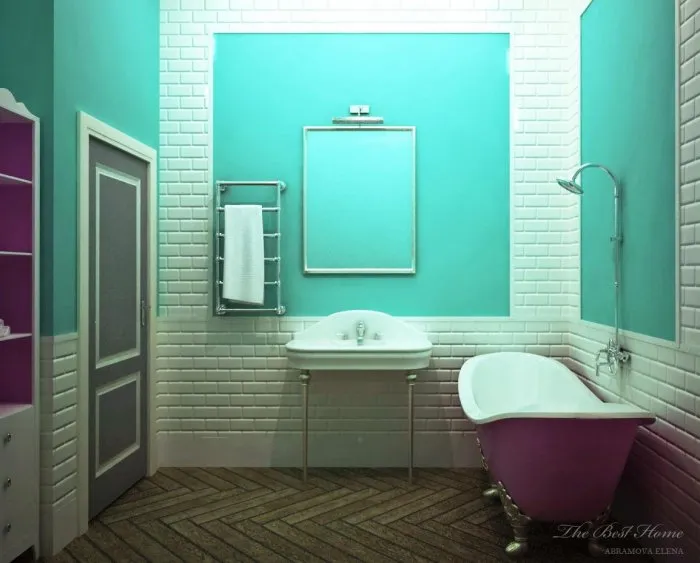 Ванная комната с окрашенными стенами