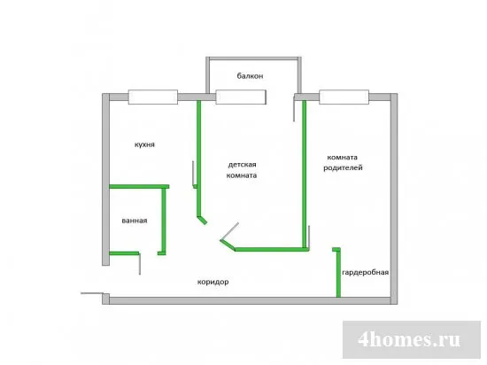 Перепланировка «хрущевки»: варианты планировки 2-х смежных комнат