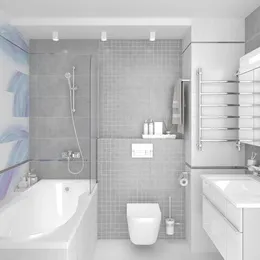 Laparet Lilit 40x40, для ванной, керамика, стиль: современный, цвет: серый, Россия, под металл, глянцевая - фото интерьера 1 - фото 1