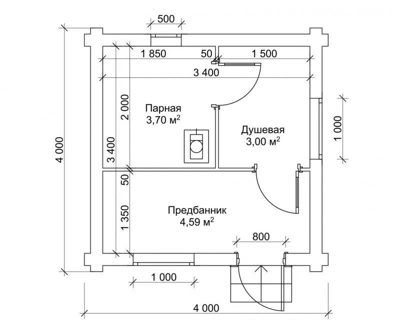 Баня 6х4.5 планировка