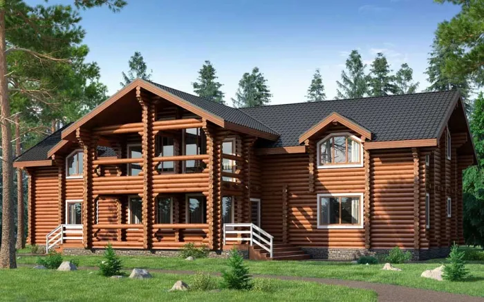 Проект гостевого дома из сруба, 750 м2 (038)