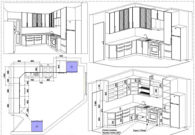 Дизайн кухни чертеж