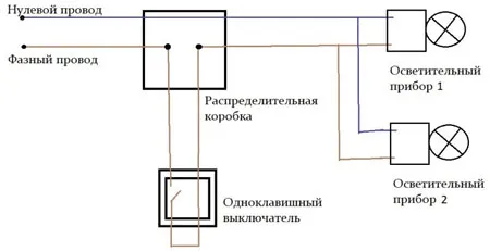 Схемы управления освещением с использованием различных типов выключателей