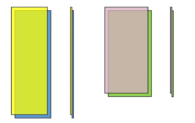 Два стандарта готовых элементов пола: 1500×500 мм (слева) и 1200×600 мм (справа). Выделение цветом сделано исключительно для наглядности строения. На деле же все эти детали – одинакового грязно-белого цвета.