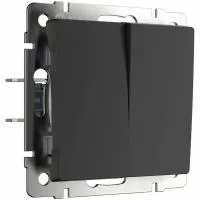 Выключатель Werkel двухклавишный проходной черный матовый W1122008 4690389156724 Выключатель Werkel двухклавишный проходной черный матовый W1122008 4690389156724